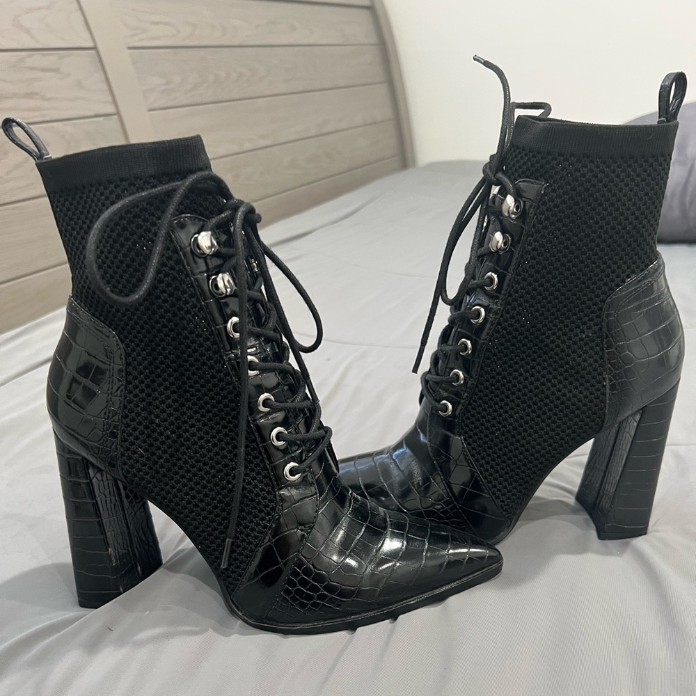 Leather & Mesh Steve Madden boots.
